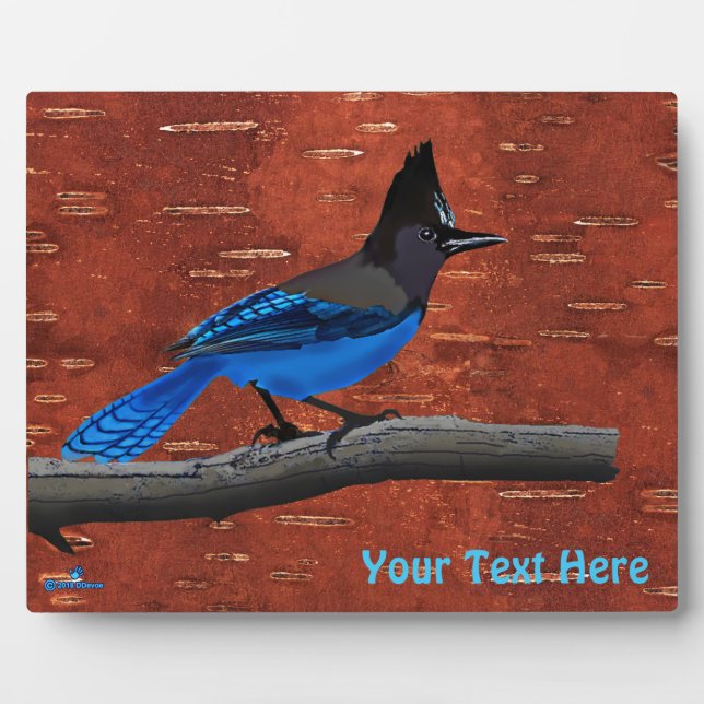 Steller's Jay On Inner Birch Bark Plaque (Front)