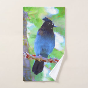 Steller's Jay Painting - Original Bird Art Bath Towel Set
