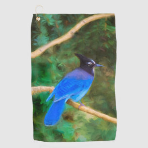 Steller's Jay Painting - Original Bird Art Golf Towel