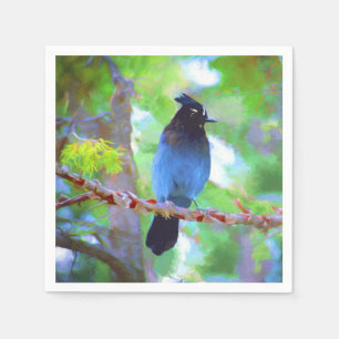 Steller's Jay Painting - Original Bird Art Napkin