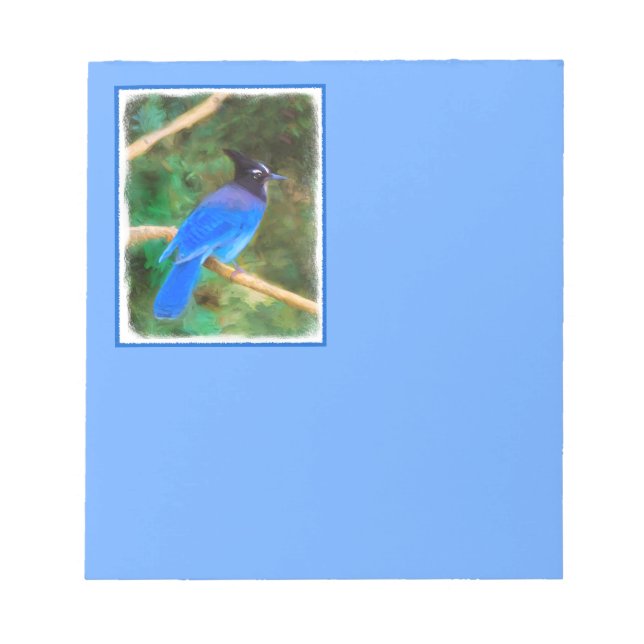 Steller's Jay Painting - Original Bird Art Notepad (Front)