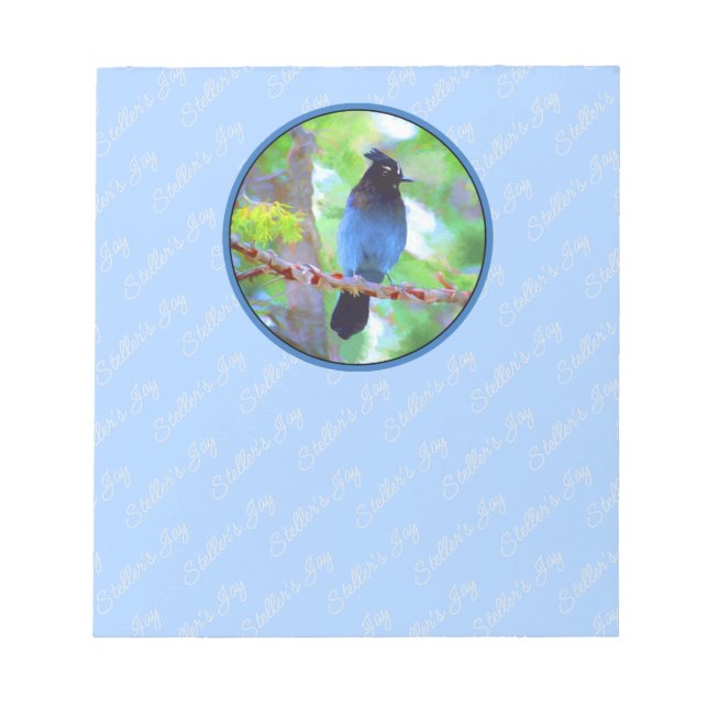 Steller's Jay Painting - Original Bird Art Notepad (Front)