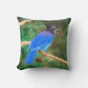 Steller's Jay Painting - Original Bird Art Outdoor Pillow
