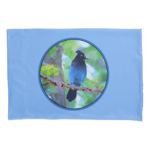 Steller's Jay Painting - Original Bird Art Pillowcase