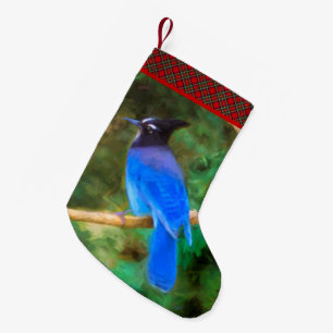 Steller's Jay Painting - Original Bird Art Small Christmas Stocking