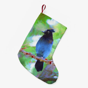 Steller's Jay Painting - Original Bird Art Small Christmas Stocking