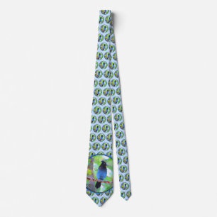 Steller's Jay Painting - Original Bird Art Tie