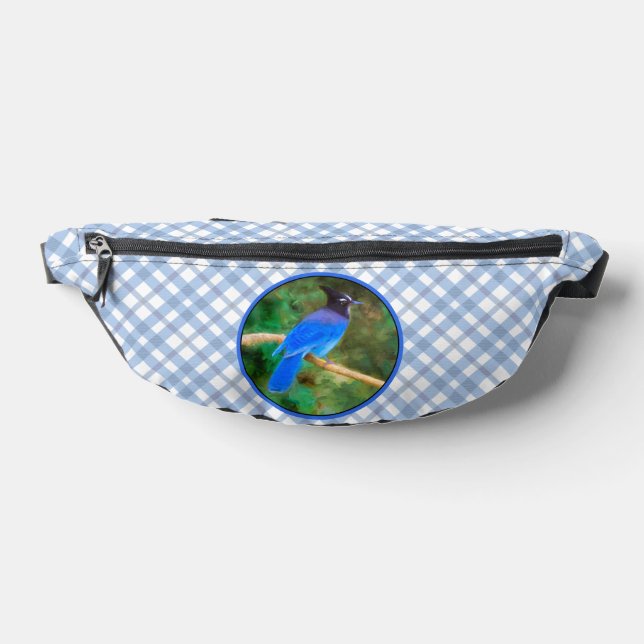 Steller's Jay Painting Original Wild Bird Art Fanny Pack (Lay Down)