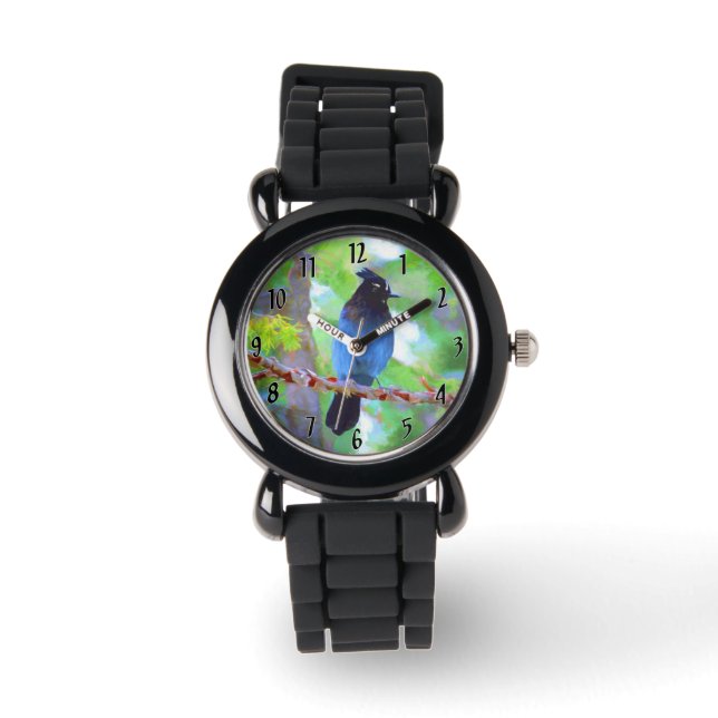 Steller's Jay Painting - Original Wild Bird Art Watch (Front)