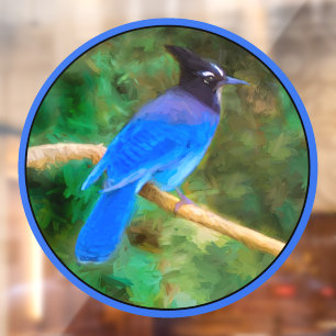 Steller's Jay Painting - Original Wild Bird Art Window Cling