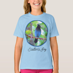 Steller's Jay Painting - T-shirt original d'art or