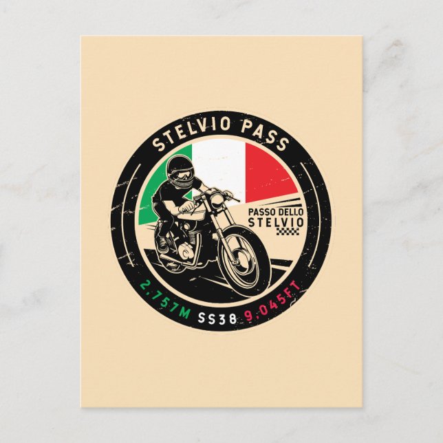 Stelvio Pass | Passo Dello Stelvio | Motorcycle Postcard (Front)