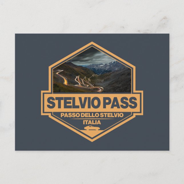 Stelvio Pass Passo Dello Stelvio Travel Art Badge Postcard (Front)