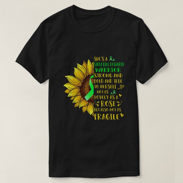 Stem Cell Research Warrior Sunflower T-Shirt (Design Front)