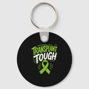 Stem cell transplant green awareness ribbon keychain