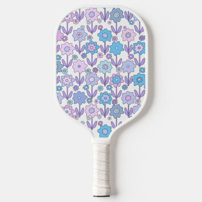 Stem Flowers Blue and Purple Pickleball Paddle (Front)