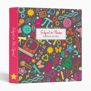 STEM Girls Rock School Pattern Grey Binder