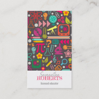 STEM GIrls Rule Educator Teacher Tutor Grey Business Card