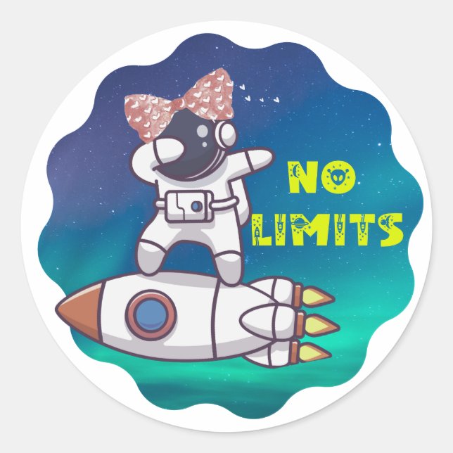 Stem: Girls Space No Limits  Classic Round Sticker (Front)