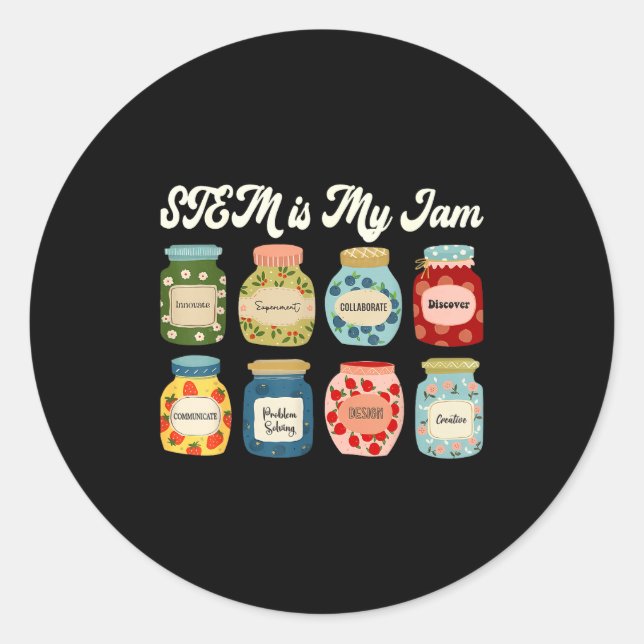 Stem Is My Jam Teacher Science Tech Engineering Ma Classic Round Sticker (Front)