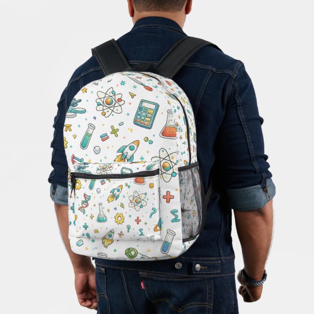 STEM Science School Icons Pattern Back to School Printed Backpack (Insitu (Model))