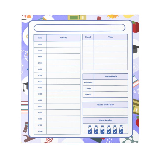 STEM Science Teacher Daily Planner Notepad (Front)