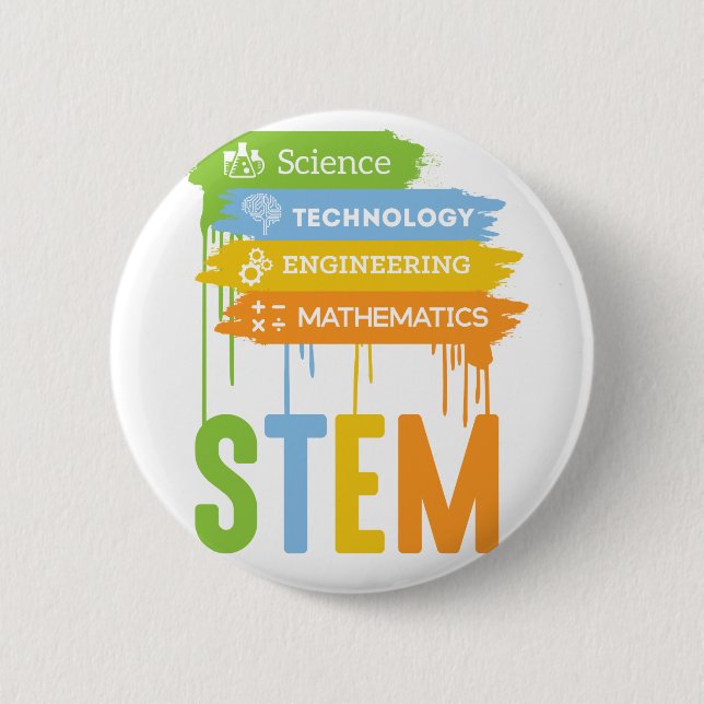 STEM Science Technology Engineering Math School 2 Inch Round Button (Front)