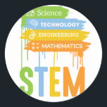 STEM Science Technology Engineering Math School Classic Round Sticker<br><div class="desc">STEM Science Technology Engineering Math School
Great gift idea for science majors,  technology majors,  engineering majors,  mathematics majors and anyone interested in and support these fields for the betterment of humankind.</div>