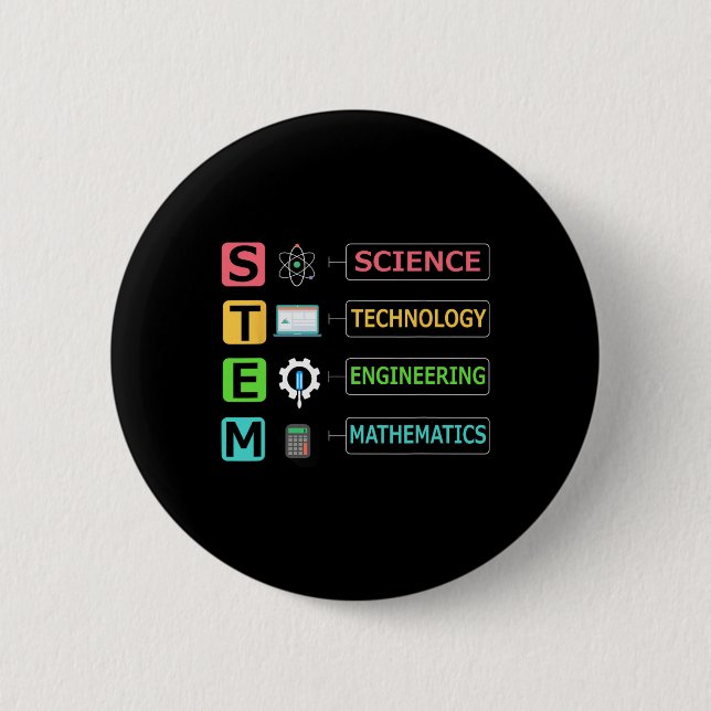 Stem Science Technology Engineering Math Teacher G 2 Inch Round Button (Front)
