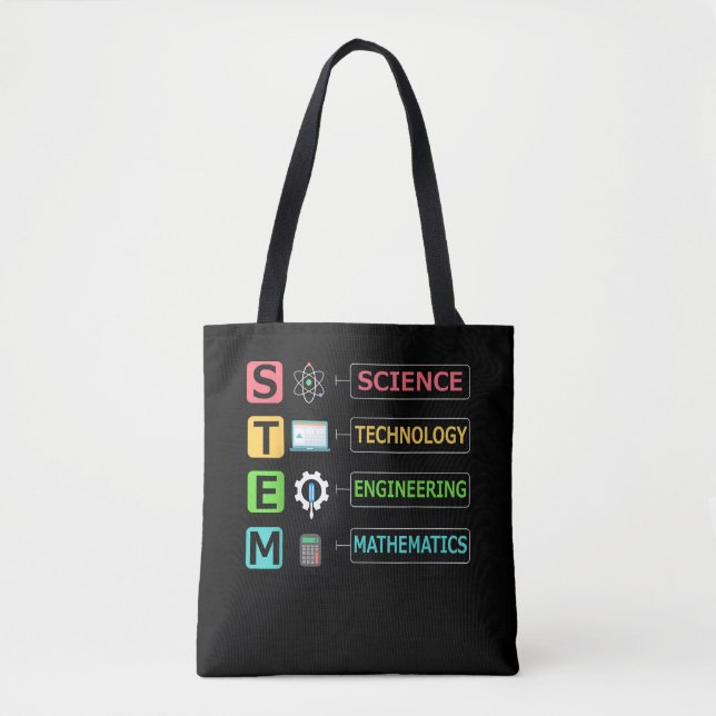 STEM Science Technology Engineering Math Teacher Tote Bag (Front)