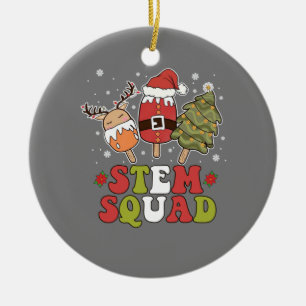 STEM Squad Reindeer Santa Tree Ice Cream Christmas Ceramic Ornament