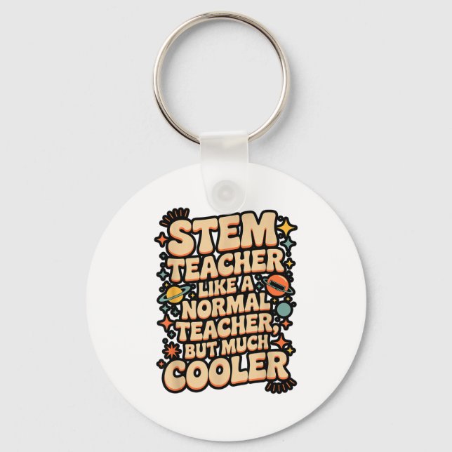 Stem Teacher Definition Funny Science Math Tech Te Keychain (Front)