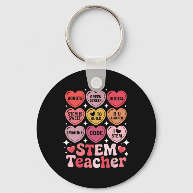 Stem Teacher Valentine's Day Science Technology Ma Keychain (Front)