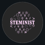 Steminist Female Scientist Steminist Pun Classic Round Sticker<br><div class="desc">Celebrating female scientists with a witty Steminist pun design - empowering,  inclusive,  and perfect for gender equality advocates.</div>