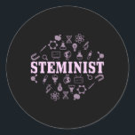 Steminist Female Scientist Steminist Pun Classic Round Sticker<br><div class="desc">Celebrating female scientists with a witty Steminist pun design - empowering,  inclusive,  and perfect for gender equality advocates.</div>
