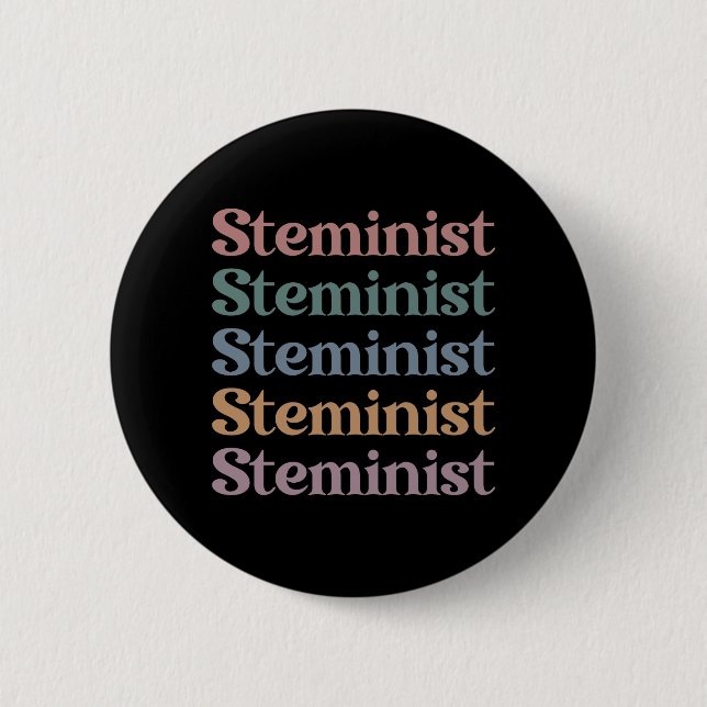 Steminist Retro Women In STEM 2 Inch Round Button (Front)