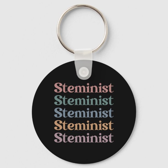 Steminist Retro Women In STEM Keychain (Front)