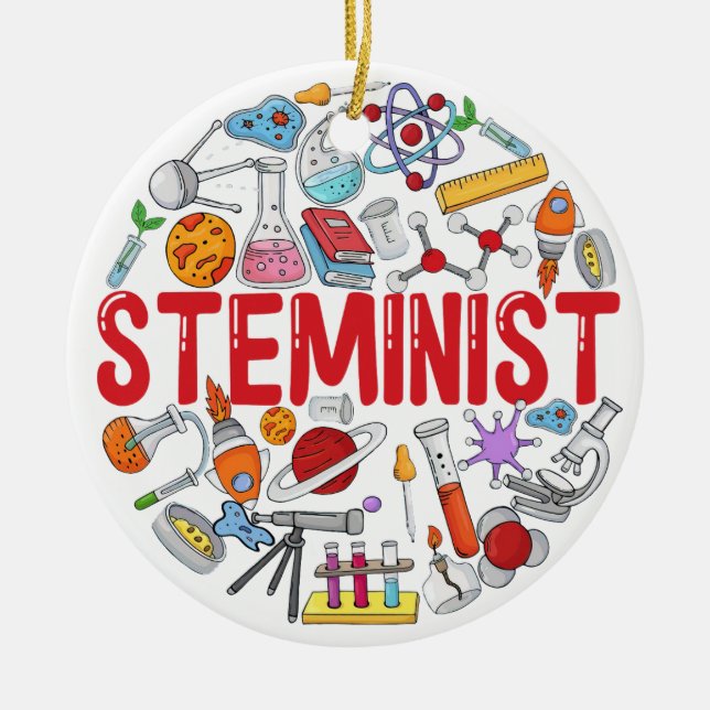Steminist,Stem Woman, Stem Student Gift Ceramic Ornament (Front)