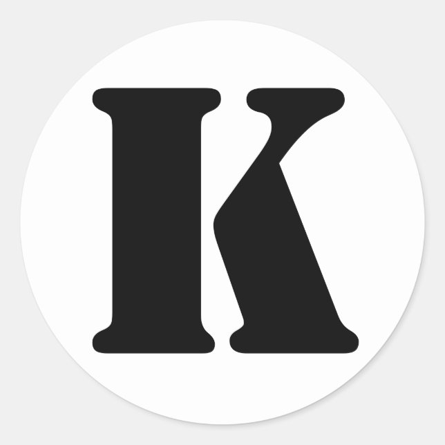 Stencil Alphabet by Janz Letter K White Classic Round Sticker (Front)