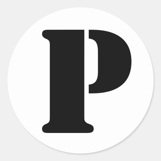Stencil Alphabet by Janz Letter P White Classic Round Sticker (Front)