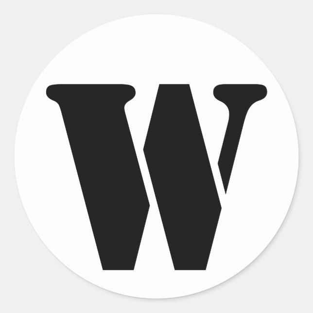 Stencil Alphabet by Janz Letter W White Classic Round Sticker (Front)