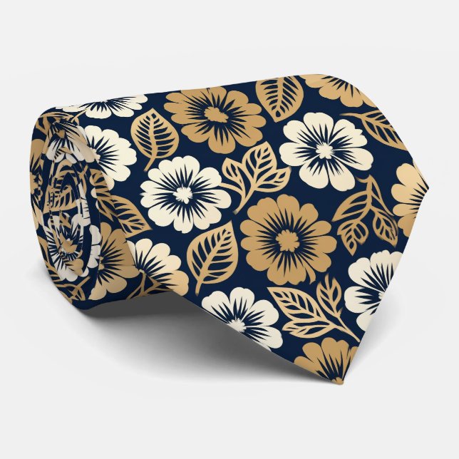 Stencil Cut Floral Pattern Tie (Rolled)