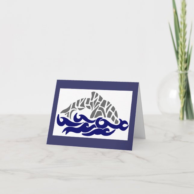 stencil dolphin note card (Front)