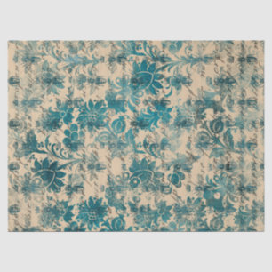 Stencil Flowers, Bees and Writing on Tan Decoupage Tissue Paper