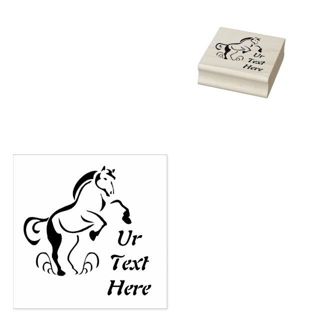Stencil Horse Rearing Up Rubber Stamp (Stamped)