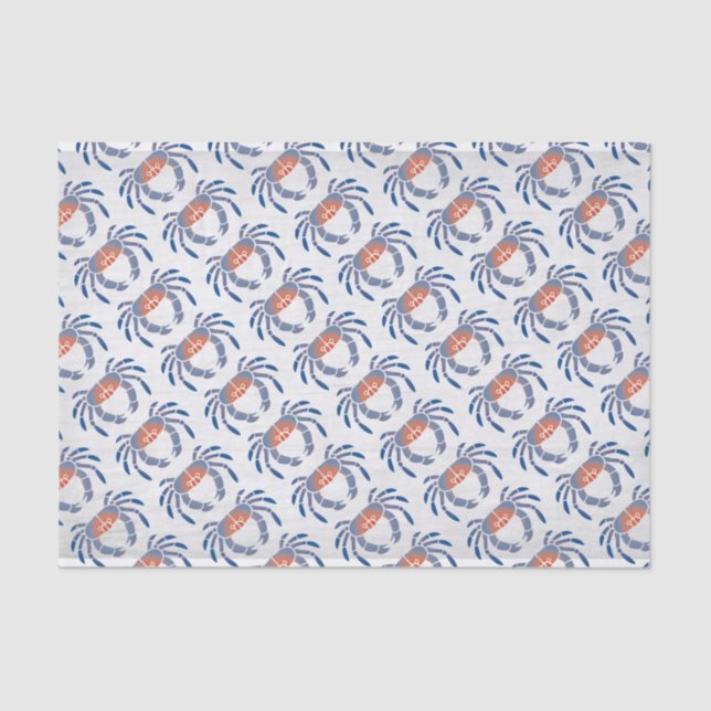 Stencil Maryland Blue Crab in Blue and Coral Tissue Paper (Front)