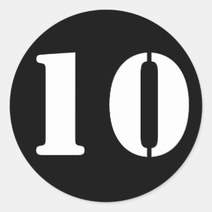 Stencil Numbers by Janz Number 10 Ten Black Classic Round Sticker