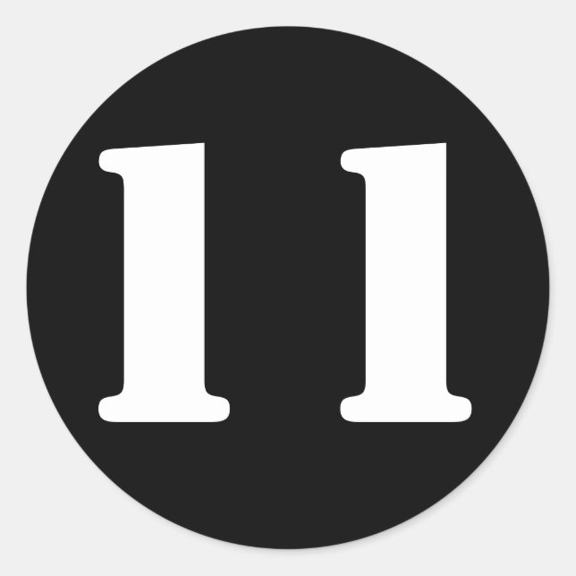 Stencil Numbers by Janz Number 11 Eleven Black Classic Round Sticker (Front)