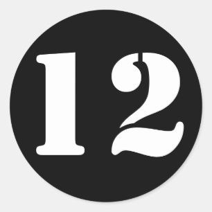 Stencil Numbers by Janz Number 12 Twelve Black Classic Round Sticker