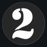 Stencil Numbers by Janz Number 2 Two Black Classic Round Sticker<br><div class="desc">Artistic Numbers by Janz © 2008-2020 Jan Fitzgerald. All rights reserved. Graphic Design,  Artwork,  and Photography by Jan and Michael Fitzgerald.</div>